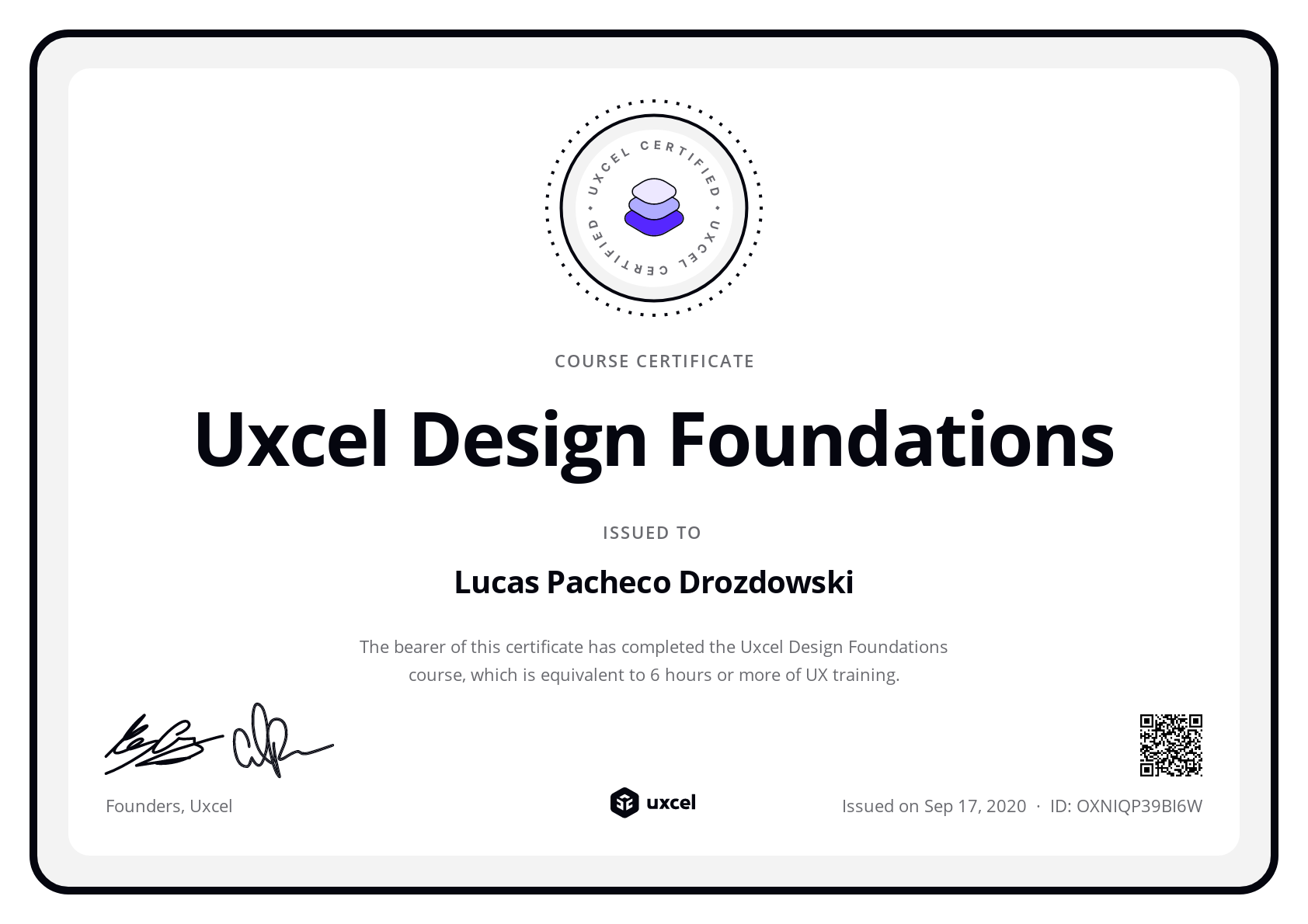 Lucas Pacheco Drozdowski's certificate